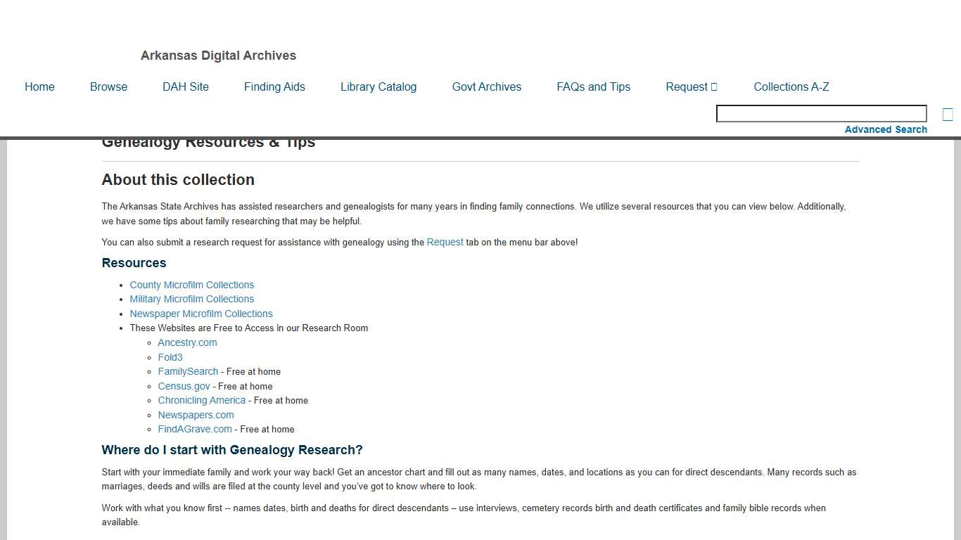 Genealogy Resources & Tips - Arkansas Digital Archives